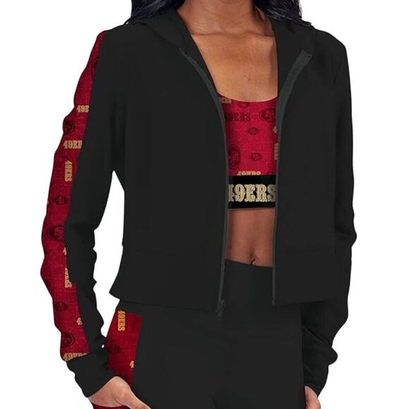 Certo NFL 49ers Cropped Hoodie with Zipper in Black/Red, Size XL​​ - Picture 1 of 1